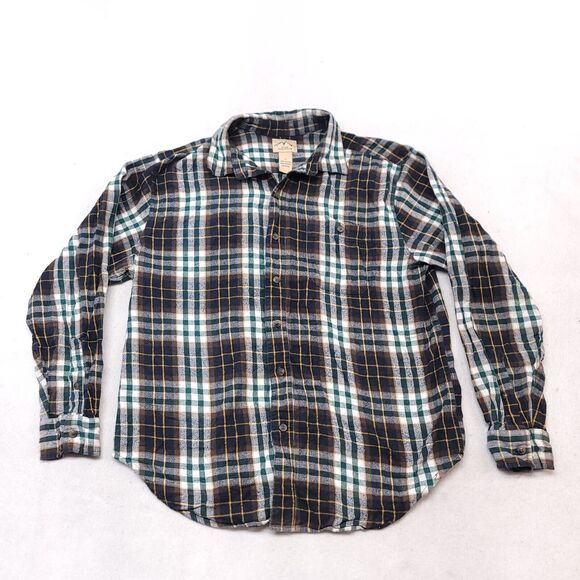 Blue Mountain Tartan Flannel Long Sleeve Button Up Shirt Mens Size L Brown Green - Picture 2 of 10